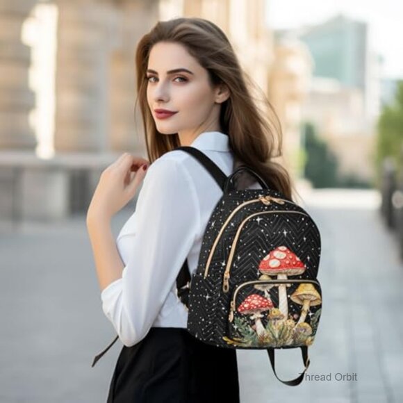 Small Quilted Backpack Purse Daypack Travel Bag Water Resistant Polyester main image 5
